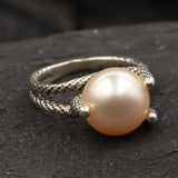 Beige Pearl Ring, Natural Beige Pearl, June Birthstone, Classy Pearl Ring, Pearl Silver Ring, Bridal Ring, For Her, Rare By Adina