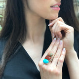 Long Multistone Ring, Boho Ring, Bohemian Ring, Statement Ring, Amazonite Ring, Red Agate Ring, Jasper Ring, Large Ring, Solid Silver Ring