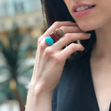 Long Multistone Ring, Boho Ring, Bohemian Ring, Statement Ring, Amazonite Ring, Red Agate Ring, Jasper Ring, Large Ring, Solid Silver Ring