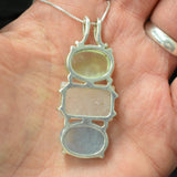 Bohemian Pendant, Rose Quartz Pendant, Multistone Pendant, Heavy Pendant, Long Pendant, Statement Pendant, Solid Silver Pendant, Aquamarine