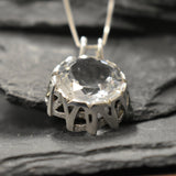 Large Topaz Pendant, Natural Topaz, White Topaz Pendant, December Birthstone, Topaz Necklace, White Topaz Necklace, Solid Silver Pendant