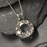 Large Topaz Pendant, Natural Topaz, White Topaz Pendant, December Birthstone, Topaz Necklace, White Topaz Necklace, Solid Silver Pendant