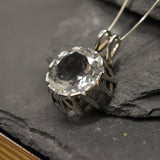 Large Topaz Pendant, Natural Topaz, White Topaz Pendant, December Birthstone, Topaz Necklace, White Topaz Necklace, Solid Silver Pendant