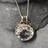 Large Topaz Pendant, Natural Topaz, White Topaz Pendant, December Birthstone, Topaz Necklace, White Topaz Necklace, Solid Silver Pendant