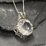 Large Topaz Pendant, Natural Topaz, White Topaz Pendant, December Birthstone, Topaz Necklace, White Topaz Necklace, Solid Silver Pendant