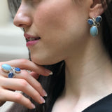 Aquamarine Earrings, Natural Aquamarine, Heavy Earrings, March Birthstone, Large Blue Earrings, Bohemian Earrings, Solid Silver Earrings