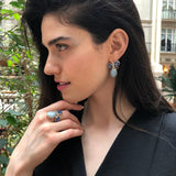 Aquamarine Earrings, Natural Aquamarine, Heavy Earrings, March Birthstone, Large Blue Earrings, Bohemian Earrings, Solid Silver Earrings