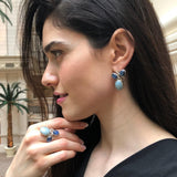 Aquamarine Earrings, Natural Aquamarine, Heavy Earrings, March Birthstone, Large Blue Earrings, Bohemian Earrings, Solid Silver Earrings