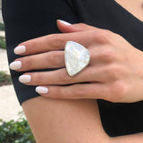 Shell Ring, Mother of Pearl, Bohemian Ring, Flat Ring, White Ring, Statement Ring, Natural Shell Ring, Luster Ring, Solid Silver Ring