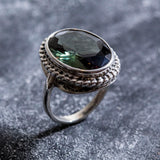 Green Diamond Ring, Created Diamond, Statement Ring