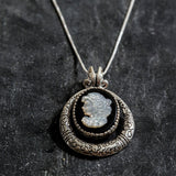 Cameo Pendant, Natural Shell Pearl Necklace, Lady Pendant, Mother of Pearl Necklace, Silver Vintage Pendant, Roman Necklace, Rare by Adina