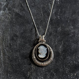 Cameo Pendant, Natural Shell Pearl Necklace, Lady Pendant, Mother of Pearl Necklace, Silver Vintage Pendant, Roman Necklace, Rare by Adina
