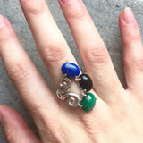 Chrysoprase Ring, Natural Chrysoprase, Statement Ring, Artistic Silver Ring, Green Chrysoprase, Silver Vintage Ring, Chrysoprase