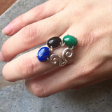 Chrysoprase Ring, Natural Chrysoprase, Statement Ring, Artistic Silver Ring, Green Chrysoprase, Silver Vintage Ring, Chrysoprase