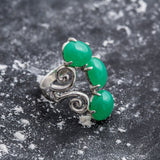 Chrysoprase Ring, Natural Chrysoprase, Statement Ring, Artistic Silver Ring, Green Chrysoprase, Silver Vintage Ring, Chrysoprase