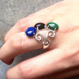 Chrysoprase Ring, Natural Chrysoprase, Statement Ring, Artistic Silver Ring, Green Chrysoprase, Silver Vintage Ring, Chrysoprase