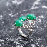 Chrysoprase Ring, Natural Chrysoprase, Statement Ring, Artistic Silver Ring, Green Chrysoprase, Silver Vintage Ring, Chrysoprase