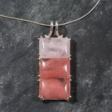 Rose Quartz Pendant, Natural Quartz Necklace, Cherry Quartz Pendant, Silver Statement Pendant, Pink Stone Pendant, Rare by Adina