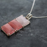 Rose Quartz Pendant, Natural Quartz Necklace, Cherry Quartz Pendant, Silver Statement Pendant, Pink Stone Pendant, Rare by Adina