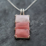 Rose Quartz Pendant, Natural Quartz Necklace, Cherry Quartz Pendant, Silver Statement Pendant, Pink Stone Pendant, Rare by Adina