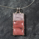 Rose Quartz Pendant, Natural Quartz Necklace, Cherry Quartz Pendant, Silver Statement Pendant, Pink Stone Pendant, Rare by Adina