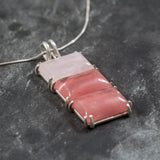 Rose Quartz Pendant, Natural Quartz Necklace, Cherry Quartz Pendant, Silver Statement Pendant, Pink Stone Pendant, Rare by Adina