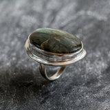 Labradorite Ring, Natural Labradorite, Statement Ring, Large Vintage Ring, Artistic Silver Ring, Massive Ring, Vintage Rings, Antique Ring