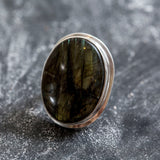 Labradorite Ring, Natural Labradorite, Statement Ring, Large Vintage Ring, Artistic Silver Ring, Massive Ring, Vintage Rings, Antique Ring