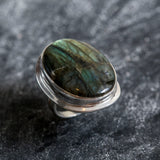 Labradorite Ring, Natural Labradorite, Statement Ring, Large Vintage Ring, Artistic Silver Ring, Massive Ring, Vintage Rings, Antique Ring
