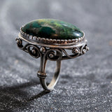 Chrysocolla Ring, Natural Chrysocolla, Statement Ring, Large Vintage Ring, Artistic Ring, Blue Ring, Vintage Silver Ring, Chrysocolla