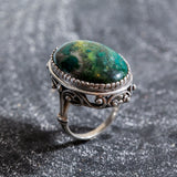 Chrysocolla Ring, Natural Chrysocolla, Statement Ring, Large Vintage Ring, Artistic Ring, Blue Ring, Vintage Silver Ring, Chrysocolla