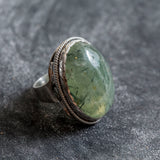 Prehnite Ring, Natural Prehnite, Massive Ring, Statement Ring, May Birthstone, Large Artistic Ring, Heavy Ring, Vintage Prehnite Ring