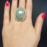 Prehnite Ring, Natural Prehnite, Massive Ring, Statement Ring, May Birthstone, Large Artistic Ring, Heavy Ring, Vintage Prehnite Ring