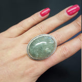 Prehnite Ring, Natural Prehnite, Massive Ring, Statement Ring, May Birthstone, Large Artistic Ring, Heavy Ring, Vintage Prehnite Ring