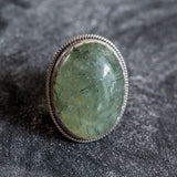 Prehnite Ring, Natural Prehnite, Massive Ring, Statement Ring, May Birthstone, Large Artistic Ring, Heavy Ring, Vintage Prehnite Ring