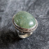 Prehnite Ring, Natural Prehnite, Massive Ring, Statement Ring, May Birthstone, Large Artistic Ring, Heavy Ring, Vintage Prehnite Ring