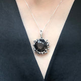 Smoky Topaz Pendant, Natural Smoky Topaz, December Birthstone, Round Silver Pendant, Topaz Pendant, Statement Pendant, Solid Silver Pendant