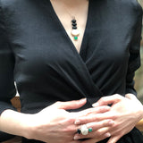 Multistone Ring, Mother of Pearl, Boho Ring, Statement Ring, June Birthstone, Artistic Ring, Chunky Ring, 925 Silver Ring, Onyx, Green Agate