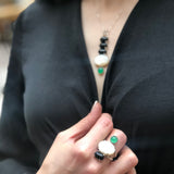 Multistone Ring, Mother of Pearl, Boho Ring, Statement Ring, June Birthstone, Artistic Ring, Chunky Ring, 925 Silver Ring, Onyx, Green Agate