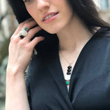Multistone Ring, Mother of Pearl, Boho Ring, Statement Ring, June Birthstone, Artistic Ring, Chunky Ring, 925 Silver Ring, Onyx, Green Agate