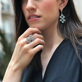 Blue Topaz Ring, Natural Blue Topaz, December Birthstone, Cocktail Ring, Natural Topaz Ring, Blue Vintage Ring, 925 Silver Ring, Blue Topaz