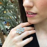 Blue Topaz Ring, Natural Blue Topaz, December Birthstone, Cocktail Ring, Natural Topaz Ring, Blue Vintage Ring, 925 Silver Ring, Blue Topaz