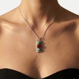 Red Agate Pendant - Natural Emerald Pendant - Large Tribal Necklace