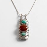 Red Agate Pendant - Natural Emerald Pendant - Large Tribal Necklace