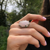 Rose Quartz Ring, Natural Rose Quartz, January Birthstone, Unique Ring, Pink Vintage Ring, Big Pink Ring, Pink Quartz Ring, 925 Silver Ring