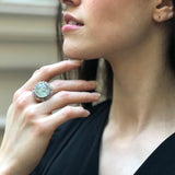 Prehnite Ring, Natural Prehnite, Statement Ring, Tourmaline Ring, Large Silver Ring, Large Prehnite, Vintage Rings, Birthstone Rings