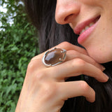 Smoky Topaz Ring, Natural Smoky Topaz, Large Oval Ring, Brown Ring, December Birthstone, Statement Ring, Chunky Ring, Solid Silver Ring