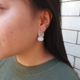 Large Stone Earrings, Rose Quartz Studs, Prehnite Earrings, Statement Earrings, January Birthstone, Large Studs, Sterling Silver Earrings