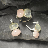 Large Stone Earrings, Rose Quartz Studs, Prehnite Earrings, Statement Earrings, January Birthstone, Large Studs, Sterling Silver Earrings