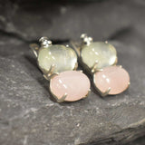 Large Stone Earrings, Rose Quartz Studs, Prehnite Earrings, Statement Earrings, January Birthstone, Large Studs, Sterling Silver Earrings
